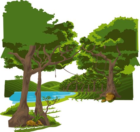 Cartoon Graphic Design Illustration Between Forest Trees Mountain