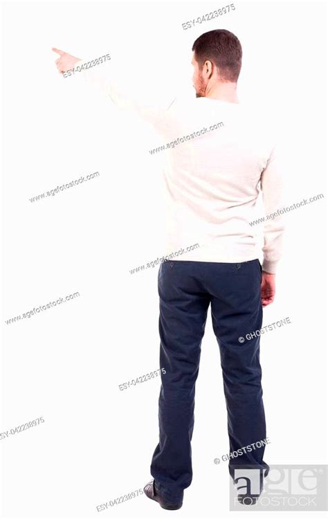 Back View Of Pointing Business Man Gesticulating Young Guy In Black