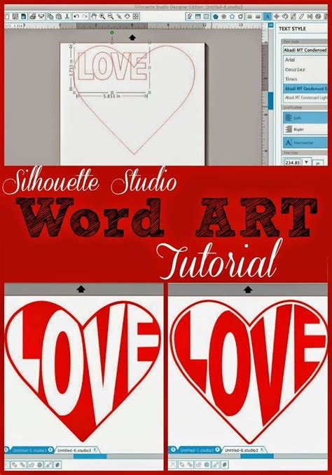 Silhouette Studio Word Art Tutorial Shape Text Heart Word Art