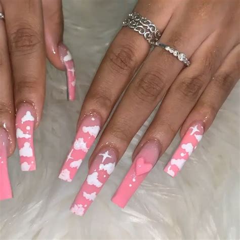 Long Instagram Baddie Nails Pink Firecollies