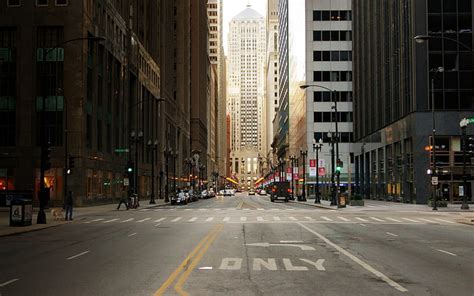 Hd Wallpaper City Street Of Chicago In Usa Skyscrapers Wallpaper Flare