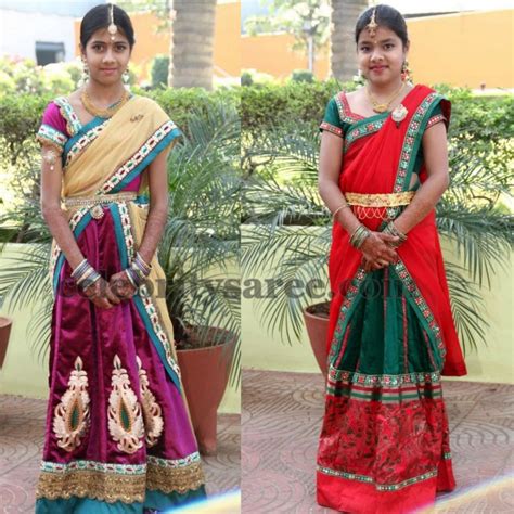 Teenage Girls In Half Sarees Saree Blouse Patterns
