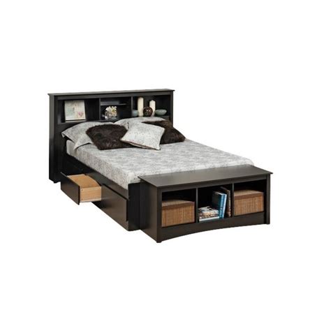 Bookcase Platform Storage Bed With Headboard In Black Bbx Xx00 Mkit