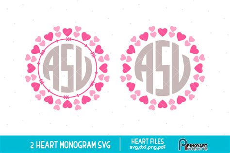 Heart Monogram Frame Svg Valentine Svg Vector Files 196996 Cut