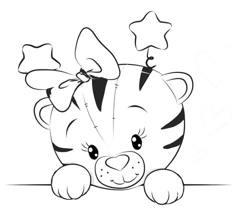 Lovely Cartoon Tiger Coloring Page Free Printable