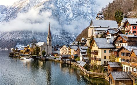 Fonds Décran Voyage à Hallstatt En Autriche Montagnes Alpes