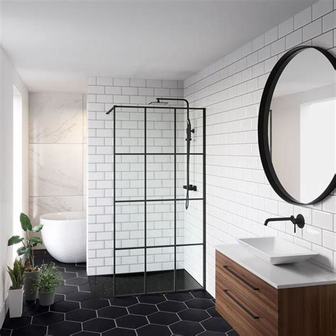 Matte Black Square Exposed Shower Set White Bathroom Designs