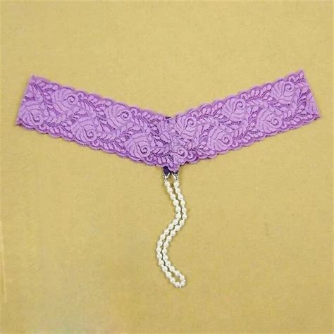 Women Ladies Lace Massage Pearls G Strings Sexy Mini Micro Thongs T Back Underwear Beading