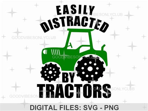 Easily Distracted By Tractors Svg Funny Farmer Svg Tractor Etsy