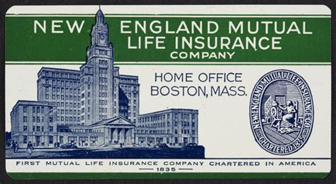 Registered in england and wales. Trade card for the New England Mutual Life Insurance ...