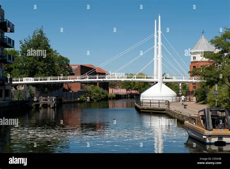 Bridge At Riverside Norwich Norfolk Uk Tourist Attracrion Stock Photo