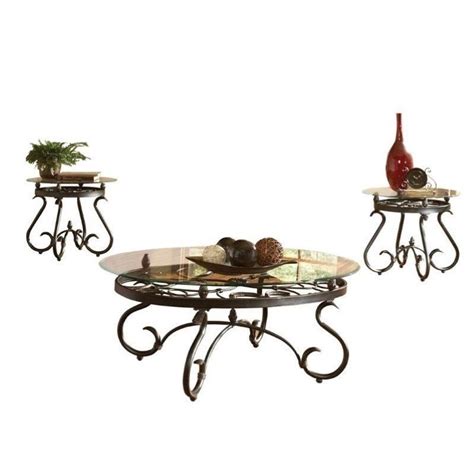 Dark brown medium round wood coffee table with smooth top. Steve Silver Company Lola 3 Piece Coffee Table Set in Dark ...