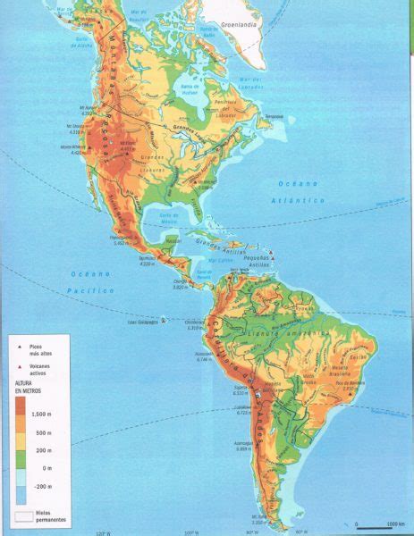 Mapa Orográfico De América Mapa De América
