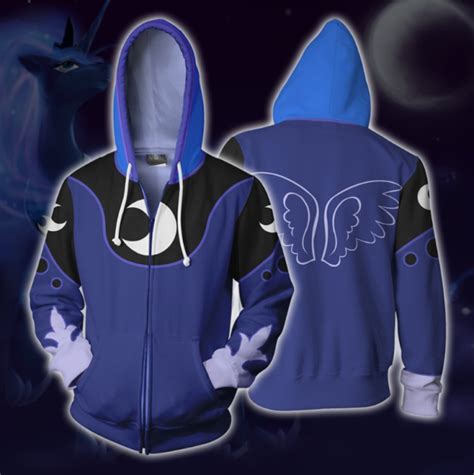 Mens Womens My Little Pony Princess Luna Zip Up Hoodie Jacket Costume