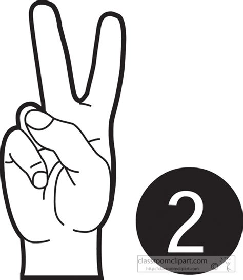 American Sign Language Clipart Sign Language Number 2 Outline