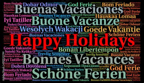 Happy Holidays In Different Languages Word Cloud Stock Photo And