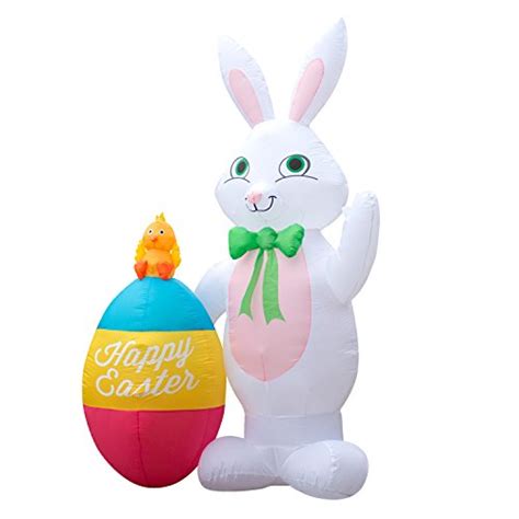 Holidayana Giant 8 Foot Inflatable Easter Bunny And Egg Duo Airblown