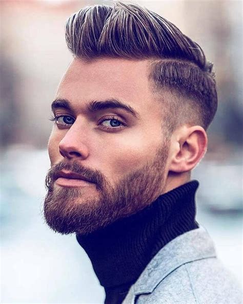 Another edgy hairstyle with side swept hairs and clear shaved line. 30 Classy Hairstyles for Men | Classic Men's Haircuts