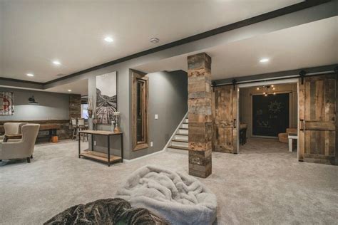 Find cool basement decorating ideas and inspiration to add to your own home. Paint color | Finished basement designs, Rustic basement, Basement design
