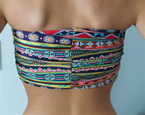 Tribal Print Bandeau Top Spandex Bandeau Bikini Swimsuit