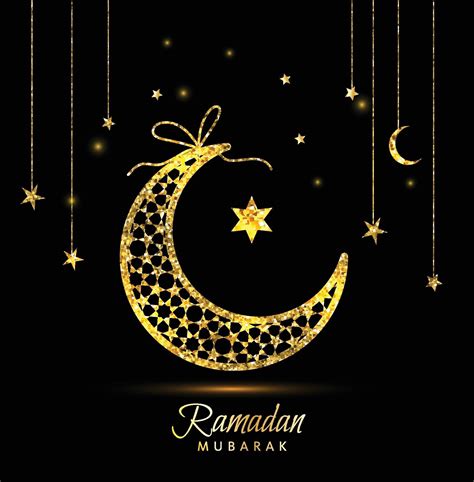 Ramadan Kareem Celebration Greeting Card Decorated With Moons And Stars
