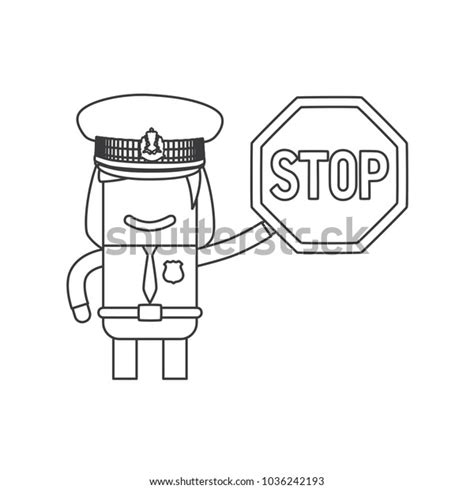 Police Officer Holding Stop Sign Vector Stock Vector Royalty Free