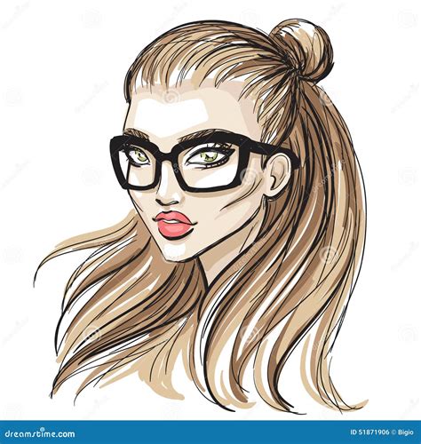 Beautiful Hipster Girl Sketch Stock Vector Illustration Of Beauty