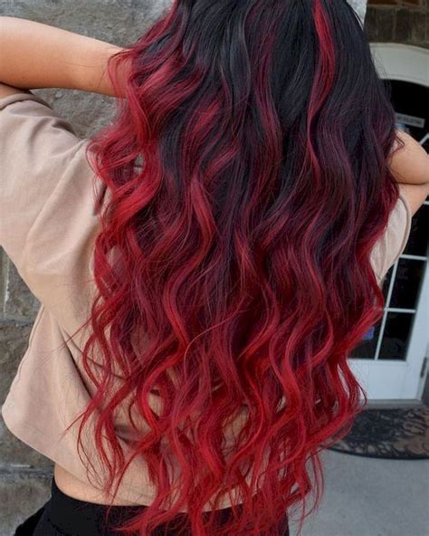 Fresh Red And Black Hairstyle Ideas 2020 In 2020 Hair Color Red Ombre Red Balayage Hair Red