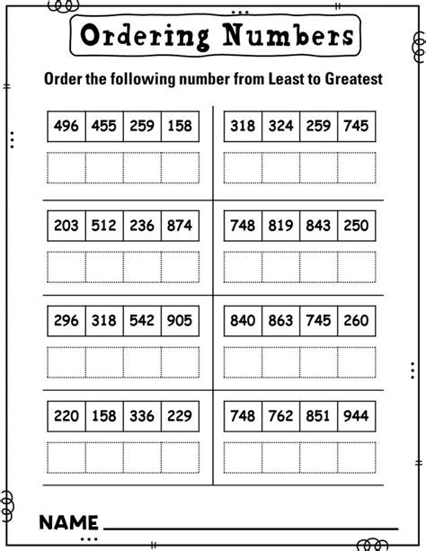 Ordering Numbers Worksheets Greatest To Least Least To Greatest In