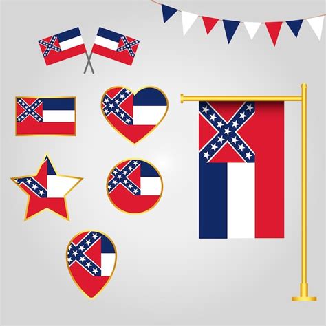 Premium Vector Flags Collection Of Mississippi State Of Usa Emblems