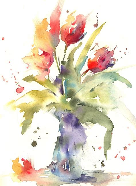 Simple Loose Watercolour Tulips With Andrew Geeson Acuarela Floral