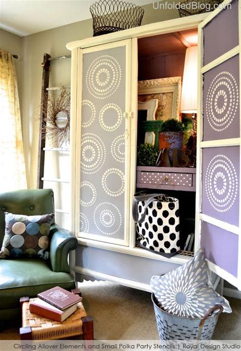 Learn how to easily paint kitchen cabinets with my tutorial. Cabinet of Stenciled Wonders! - Paint + Pattern | Stencil ...