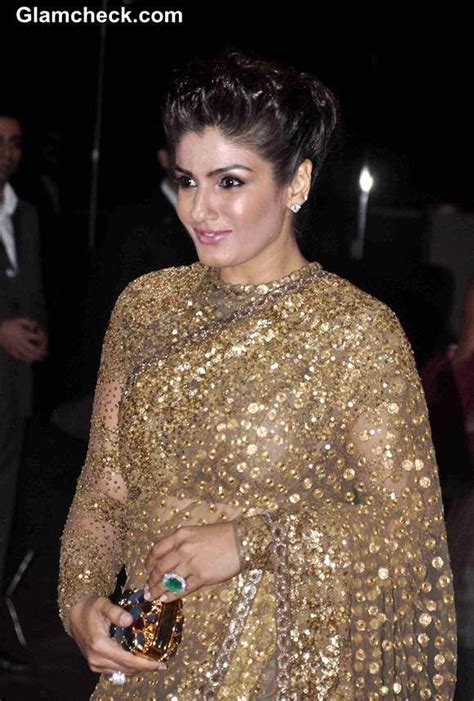 Raveena Tandon In Sabyasachi Golden Sari At Miss Diva 2013 Bollywood Celebrities Bollywood
