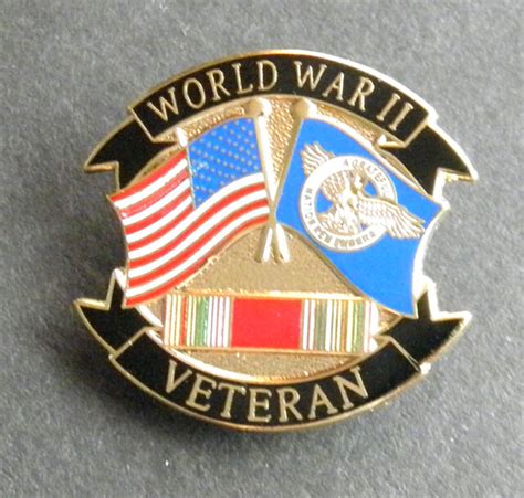 Wwii World War 2 Veteran 1939 1945 Flags Usa Lapel Pin Badge 11 Inches