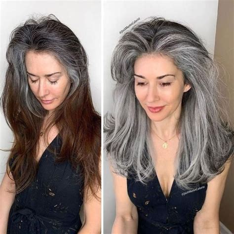 To avoid any clumps, brush your quite easy, right? Instead Of Covering Grey Roots, This Hairdresser Makes ...