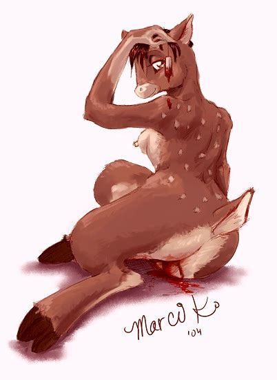 Rule 34 Blood Breasts Cervine Deer Female Hooves Marci K Menstruation