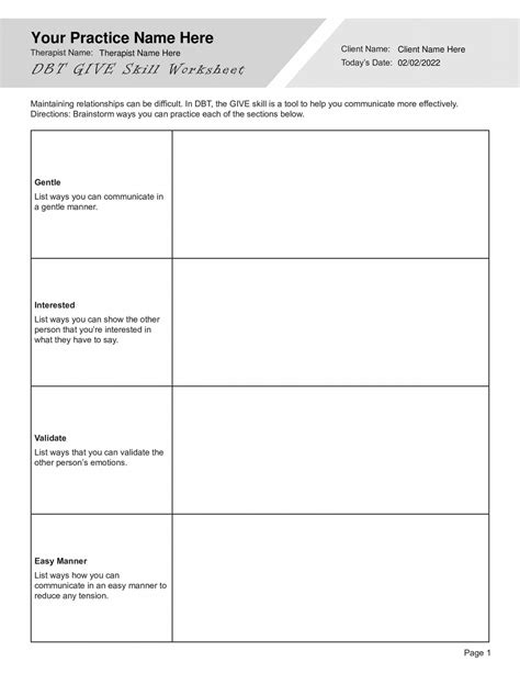 Dbt Give Skill Worksheet Pdf Therapybypro