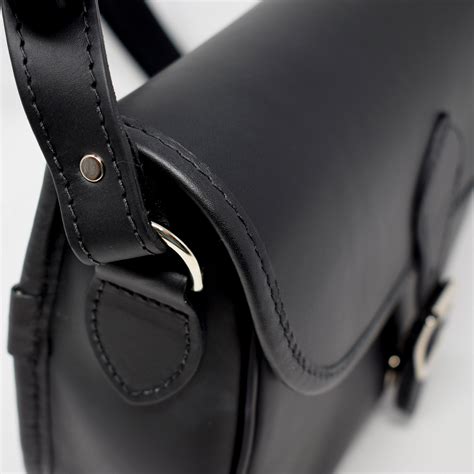 Luxury Black Leather Saddle Bag Knockando Woolmill