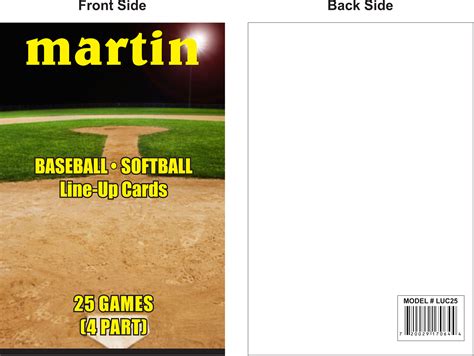 E119428 Martin Sports Baseballsoftball Line Up Cards