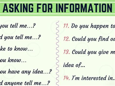 Useful English Phrases For Asking For Information Eslbuzz Learning