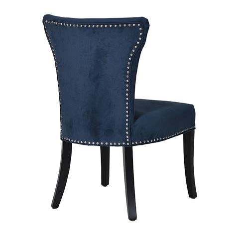 Avers upholstered side chair (set of 2). Blue Upholstered Dining Chair With Silver Studs - Crown ...