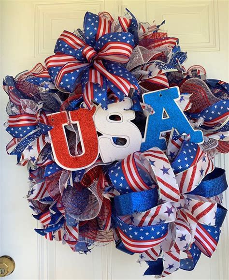 You want back door on the next joint? Patriotic wreath for front door USA Flag Day July Fourth ...