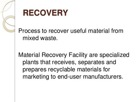 Recovery And Recycling Of Municipal Solid Waste
