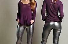 silver spandex leggings metallic britches skin second statement women tight