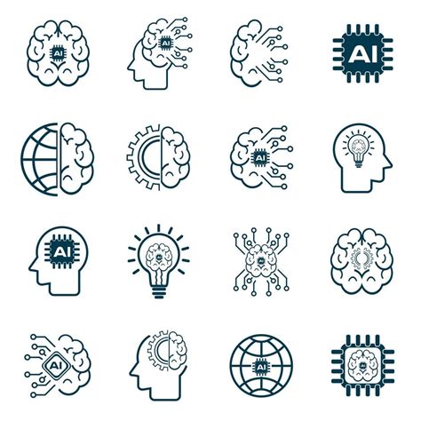 Set Of Artificial Intelligence Icons Ai Icons Group Set Vector Design