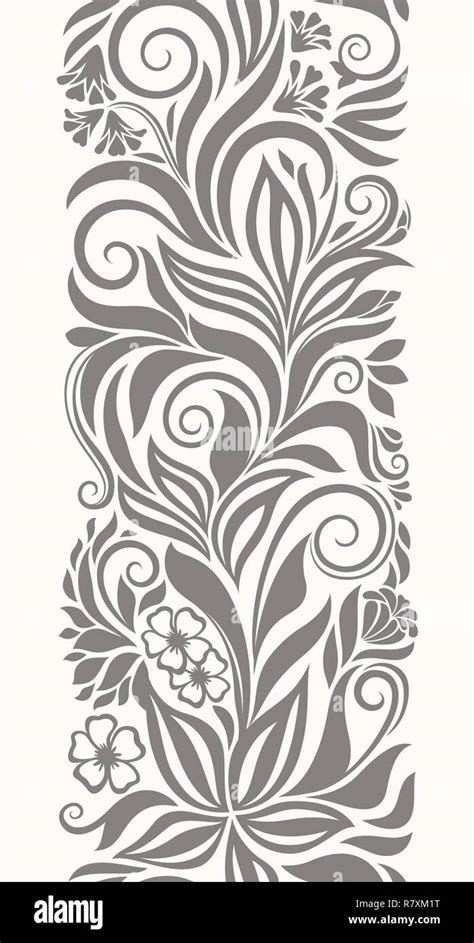 Floral Seamless Border Decorative Swirls And Flowers Pattern Design