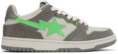 Bape Grey And Green Sk8 Sta Low Sneakers A Bathing Ape