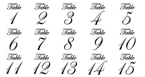 Wedding Table Numbers Fancy Script Font Vinyl Table Numbers Wa