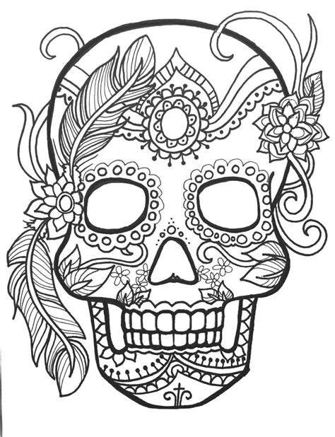10 Sugar Skull Day Of The Dead Coloringpages Original Art Coloring Book