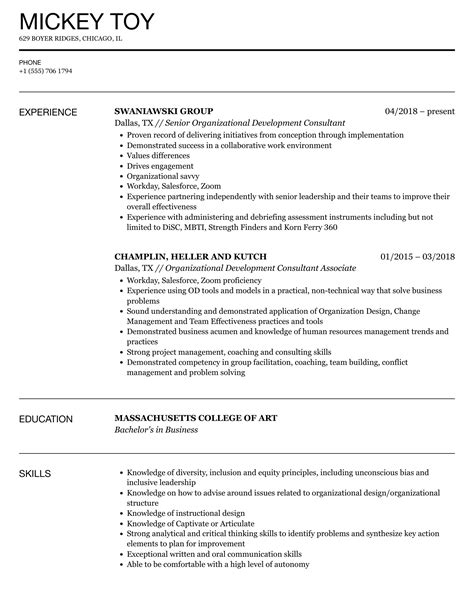 organizational development consultant resume samples velvet jobs